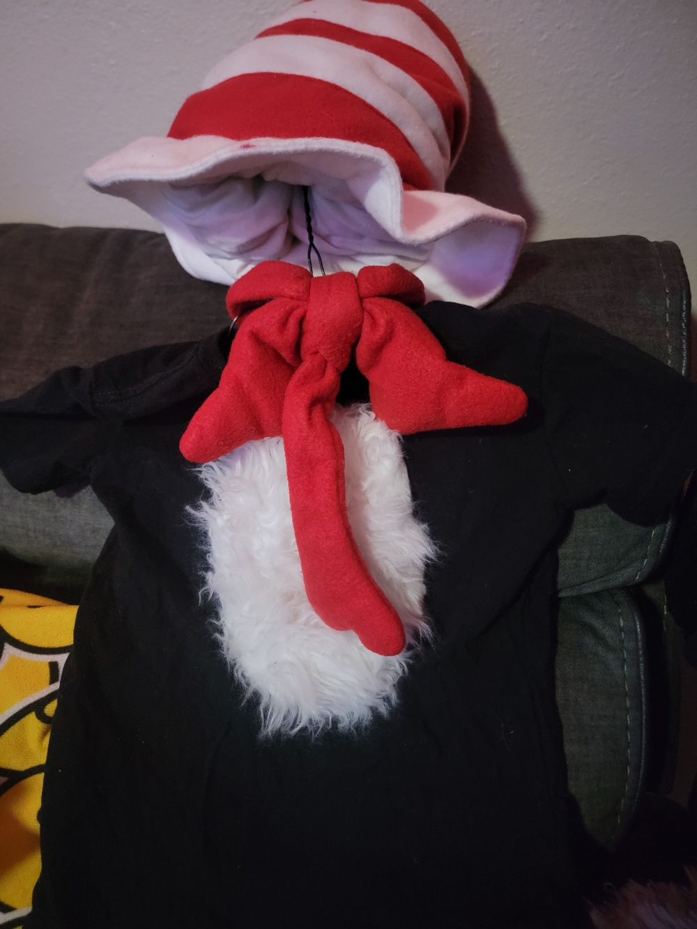 Red & White Striped Cat-Inspired Kids Halloween Costume Hat and Scarf Set